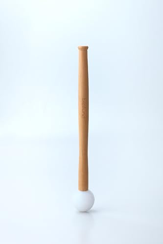 TOPFUND 12 inch Crystal Singing Bowl Silicone Rubber Mallet (Silicone Ball + Long Solid Beech Handle)