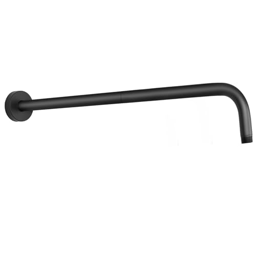 Shower Arm with Flange and Teflon Tape, Wall Mounted Shower Pipe 304 Stainless Steel Extension Arm for Fixed Shower Head & Handheld (20 Inch, Matte Black) - color: Matte Black, style: 20 Inch