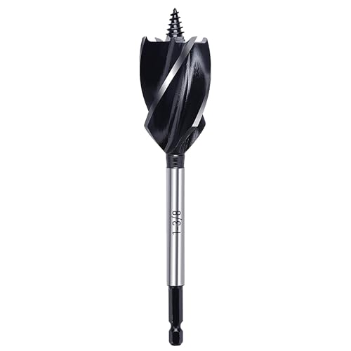 Wood Drill Bit 1-3/8 in. x 6-1/2 in. Auger Drill Bits for Wood with 1/4 Inch Quick Change Hex Shank - size: 1-3/8 Inch