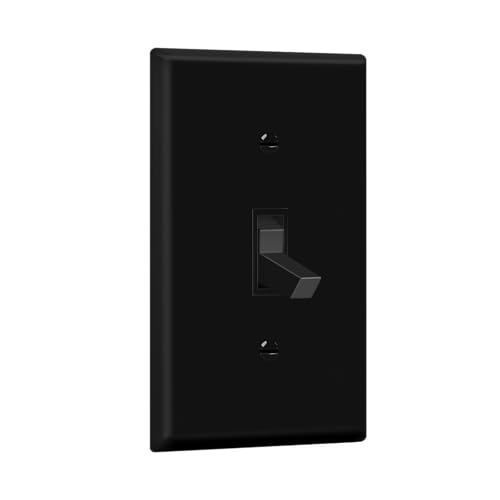 ENERLITES 3-Way Toggle Light Switch with Wall Plate Cover, 5 Pack, Black - color: Black, size: Switch with Wall Plate