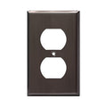 ENERLITES Duplex Receptacle Metal Wall Plate, 1-Gang, Brushed Black - color: Brushed Black, size: Standard Size