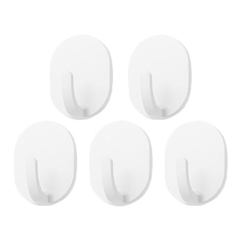 lightstar 5 Pcs Adhesive Plastic Hooks - Wall Hooks for Hanging, Drill-Free, Seamless - Kitchen Bathroom - 60 * 45 * 34 mm, White (for 3.5 LB) - color: For 3.5 LB