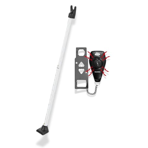 Door Security Bar & Portable Door Lock with Alarm (White) – High-Grade Iron Door Jammer & 130dB Alarm for Home, Apartment, Hotel & Travel Safety – (Black)