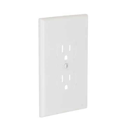 TayMac 2520W MASQUE White 1-Gang Duplex Jumbo Electrical Outlet Cover Wall Plate, Replaces Old Wall Plate for Electric Outlet, Home Improvement Essential, White, 1-Pack