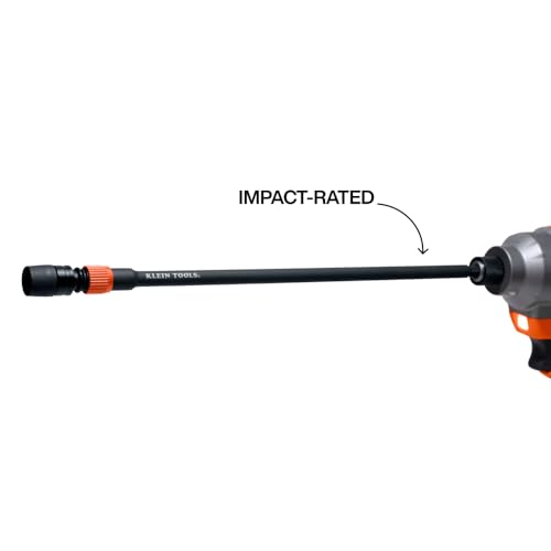 Klein Tools 31089 12-Inch Dual-Lock Extension, 1/4-Inch Hex Shank Impact Bit Holder, Quick-Release Locking Mechanism with Secondary Twist Lock, Compatible with Impact Drivers and Drills - size: 12-Inch