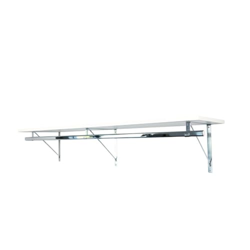 Custom Cut-to-Size Premium Wall-Mounted Shelf with Rod and Bracket Kit. 3/4" Thick Shelves, 14 inches deep. Customize the Length from 16" up to 72". - color: White - Chrome, size: 44 - 72