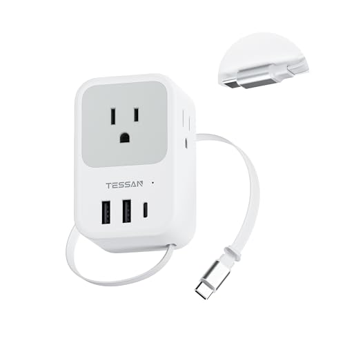 TESSAN USB C Charger Block, Multi Plug Wall Outlet Extender - color: Grey, size: 2 USB-A+1 USB-C+1 USB-C Cable