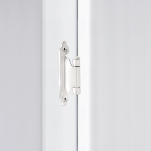 White Cabinet Hinges, 1/2 Inch Overlay, 10 Pack(5 Pairs) | Self-Closing Design, Semi-Concealed Face Frame Fit, Surface Mount, For Kitchen Doors, Cabinets, Hardware Updates - color: White