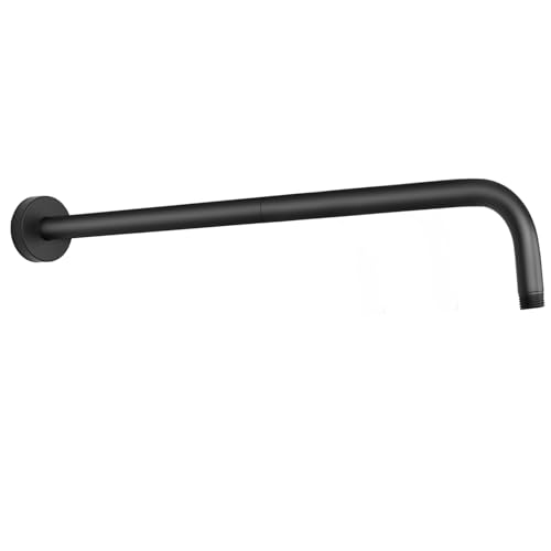 Shower Arm with Flange and Teflon Tape, Wall Mounted Shower Pipe 304 Stainless Steel Extension Arm for Fixed Shower Head & Handheld (24 Inch, Matte Black) - color: Matte Black, style: 24 Inch