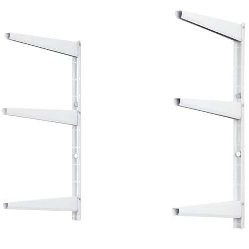 Delta Minimalistic White Shelf Brackets Cycle, Set of 6 Fully Adjustable 12-inch Heavy Duty Shelf Brackets, Holds Up to 480 lbs, Modern Shelf Bracket for Wood Shelves - style: 12" White 3-Tier Heavy Duty Rack