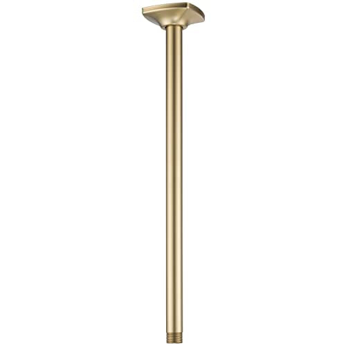 16 Inch Ceiling Mount Shower Arm and Flange, Brushed Gold,SW-91038-16BG. - color: R-angle Square Flange-16" Brushed Gold