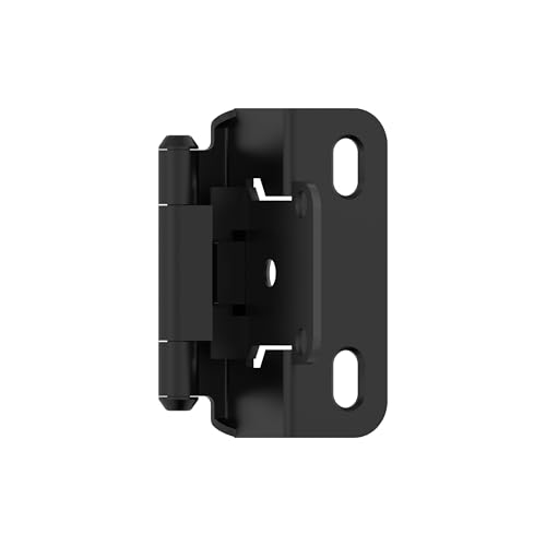 Amerock 1 Pair 1/2" Overlay Matte Black Partial Wrap Cabinet Hinge - color: Matte Black, size: 1/2 Inch (13 mm) Overlay