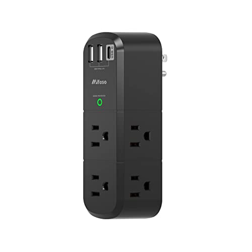 USB Outlet Extender Surge Protector with Rotating Plug - color: Black, size: 2A1C, 1 Pack