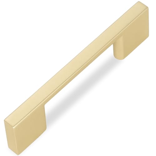 10 Pack 3 Inch(76mm) Cabinet Pulls Brushed Gold Kitchen Cabinet Handles Zinc Alloy Drawer Pulls Solid Cabinet Hardware - color: Brushed Gold, size: 3'' Hole Center(76mm)