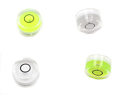 Driak 4 Pieces 15x8mm/0.6"x0.31" Plastic Vial Acrylic Housing Round Green and White Colour Mini Spirit Level Bubble Mini Bullseye Level Mini Tripod Level Tool Can Use for All Kinds of Miniature Level - color: Green and White