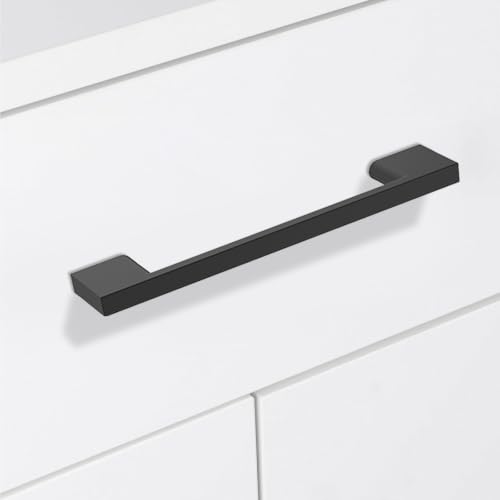 10 Pack 5 Inch(128mm) Cabinet Pulls Matte Black Kitchen Cabinet Handles Zinc Alloy Drawer Pulls Solid Cabinet Hardware - color: Matte Black, size: 5'' Hole Center(128mm)