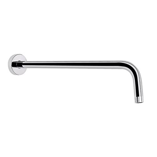 Shower Arm with Flange and Teflon Tape, Wall Mounted Shower Pipe 304 Stainless Steel Extension Arm for Fixed Shower Head & Handheld (15 Inch, Chrome) - color: Chrome, style: 15 Inch