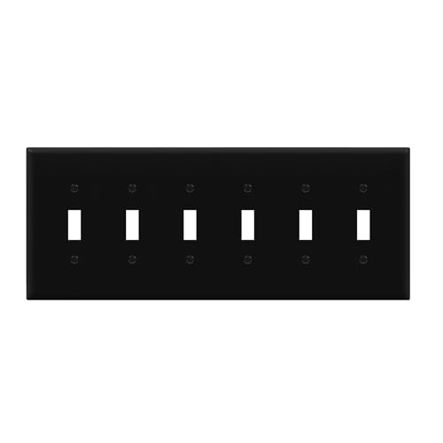ENERLITES Mid-Size 6-Gang Toggle Light Switch Cover Plate, 1 Pack, Black - color: Black, size: Mid-Size