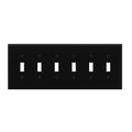 ENERLITES Mid-Size 6-Gang Toggle Light Switch Cover Plate, 1 Pack, Black - color: Black, size: Mid-Size