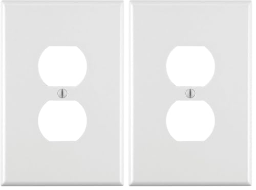 Leviton 1-Gang Duplex Device Receptacle Wallplate, Oversized, Thermoset, Device Mount, 88103, White (Pack of 2) - color: White, size: Oversized (2 Pack)