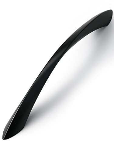 Black Cabinet Pulls 6.3 Inch Arch Twisted Matte Black Handles Drawer Kitchen Cupboard Bathroom Dresser Cabinet Hardware Zinc Alloy 10 Pack - color: Black, size: 6.3 inch Hole Centers