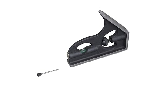 12-Inch Machinist Combination Square – 16R Graduation (1/32", 1/64", 1/50", 1/100") with Adjustable Head and Spirit Level, Made in US - color: 4-Piece Combo Square
