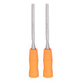 HARFINGTON 2pcs Wood Chisel 1/4" Carbon Steel Inner Beveled Edge Blade Wood Working Flat Chisel with Plastic Non-Slip Handle for Woodworking Carving DIY Projects, Orange - size: 1/4"