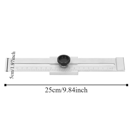 Precision Carbon Steel Sliding Line Ruler Woodworking Parallel Gauge with Slide Stops ABS Knob Deburred Edge Marking Tool for Mechanical Processing