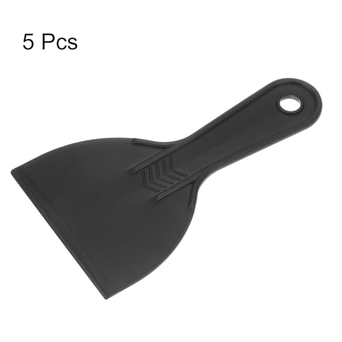 HARFINGTON 5pcs Putty Scraper 4" Width 6mm Thin Flexible Plastic Putty Knives for Taping Drywall Spreading Painting Wall Scratching - color: Black, size: 4"
