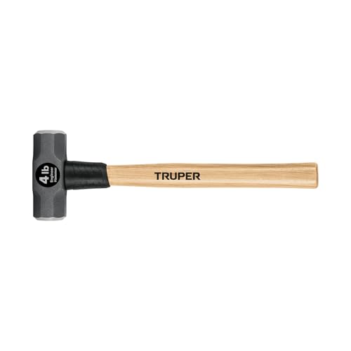 Truper 4 lb Engineer Hammer, 16-Inch Premium Hickory Wood Handle, Double-Faced Forged High-Carbon Steel Heavy-Duty Hand Sledge Hammer (Model 30915 / MD-4H) - size: 4-Pound Engineer Hammer, style: Hickory Handle