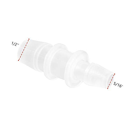 Plastic Hose Barb Reducer Pipe Fittings, 1/2" to 5/16" Hose ID Connectors Joint Splicer Mender Adapter Union Boat Water Air Aquarium O2 Fuel (Pack of 3) - size: 1/2" to 5/16"