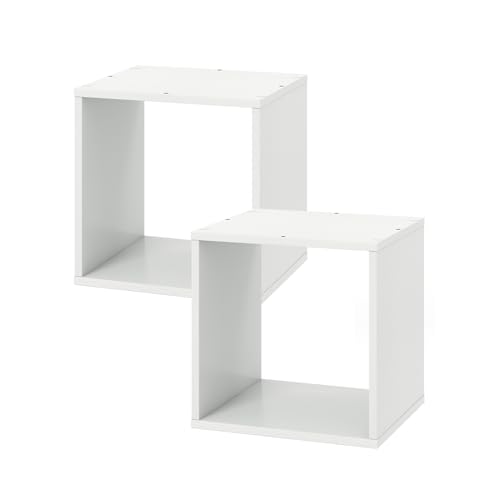 2 Stackable Cubes Bookcase, Wooden Cubby Storage Organizer - color: White