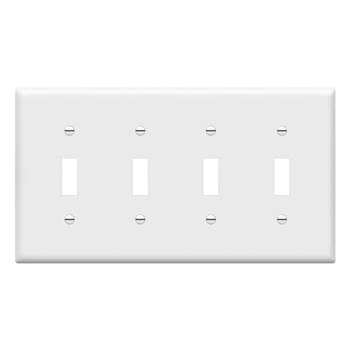 ENERLITES Quad Light Switch Wall Plate, Standard Size 4-Gang 4.50" x 8.19", Unbreakable Polycarbonate Thermoplastic, 8814-W, White - color: White, size: Standard Size