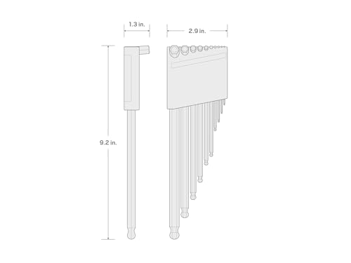 TEKTON Short Arm Ball End Hex L-Key Set, 10-Piece | KLX91212 - size: 10-Piece (1.3-10 mm)