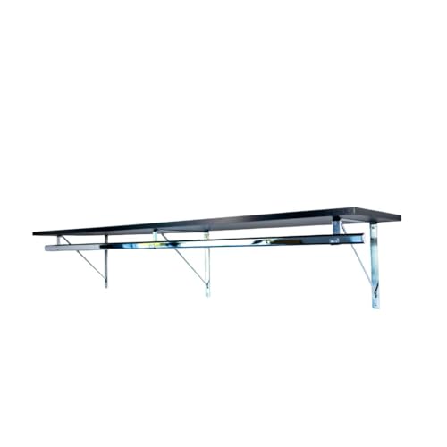 Custom Cut-to-Size Premium Wall-Mounted Shelf with Rod and Bracket Kit. 3/4" Thick Shelves, 14 inches deep. Customize the Length from 16" up to 72". - color: Black - Chrome, size: 44 - 72