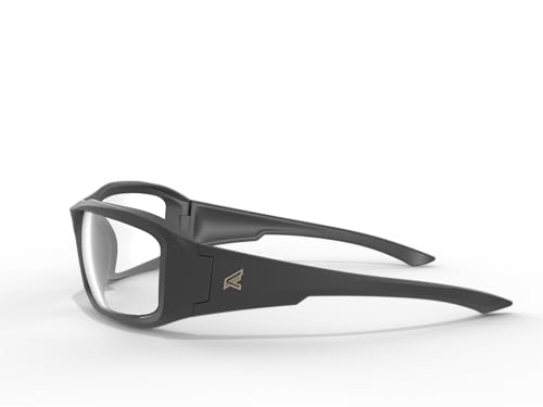 EDGE Brazeau Safety Glasses, Non-Slip, Impact/Scratch Resistant, 99.9% UV Protect, ANSI Z87 Rated - color: Black Frame