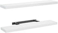 AMADA HOMEFURNISHING Floating Shelves Wall Mounted, 32 x 7 Inch Wall Shelves for Bathroom, Bedroom, Living Room, White Shelves Set of 2 | Wall Shelves with Hidden Bracket, Solid MDF Wood, 22 lbs Max Load per Shelf, Easy to Assemble, Multi-Wall Compatible