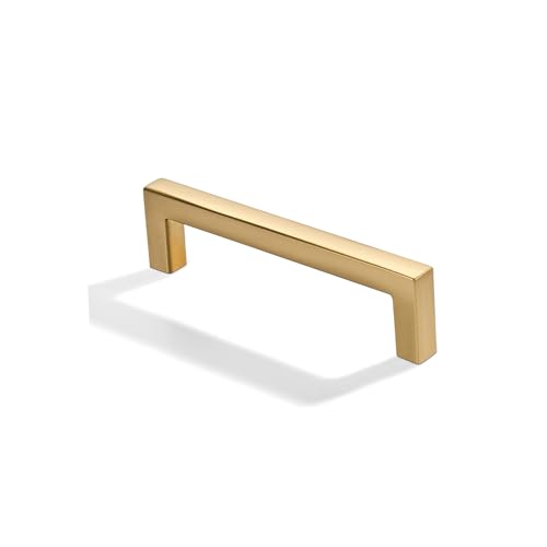 khtumeware 10 Pack 3-1/2 inch(89mm) Hole Center Brushed Brass Cabinet Pulls Solid Heavy-Duty Square Satin Brass Cabinet Handles Drawer Pulls Kitchen Cabinet Hardware Kitchen Handle - color: Brushed Brass, size: 3-1/2 inch(89mm) hole center