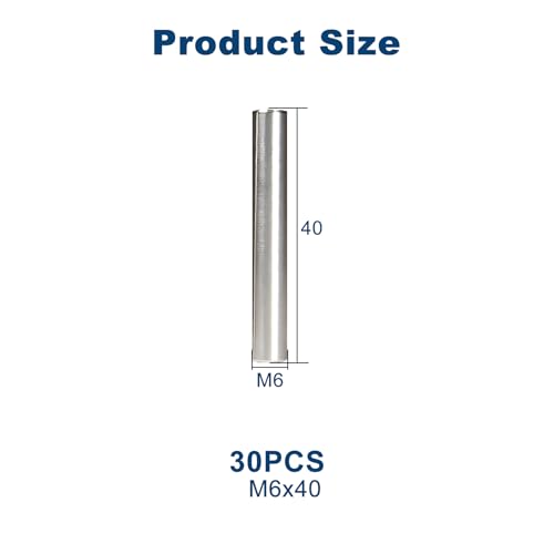 30Pcs M6 x 40mm (Approx 1/4" x 1-9/16") 304 Stainless Steel Dowel Pins - size: M6 x 40mm