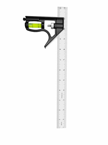 12-Inch Adjustable Combination Square, Metric & Imperial with Level