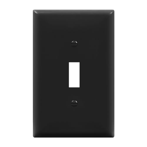 ENERLITES Mid-Size Toggle Light Switch Wall Plate Cover, 1 Pack, Black - color: Black, size: Mid-Size