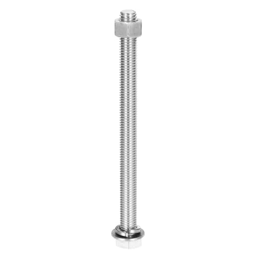 MECCANIXITY M12 x 160mm 304 Stainless Steel Hex Head Screws Bolts, Nuts, Flat & Lock Washers Assortment Kit, Fully Threaded, Bright Finish for Home, Electronic, Machine, 1 Sets - size: M12 x 160mm
