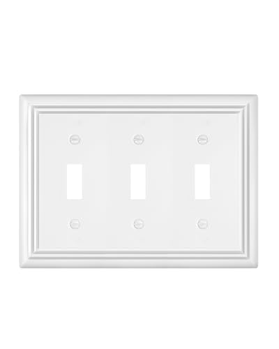 Switch Plates Outlet Covers, 1-Pack Metal Wall Plate, Pure White - color: Pure White, size: 3 Toggle 1PK