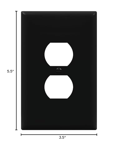 ENERLITES Oversized Duplex Outlet Covers, Jumbo Wall Plate, 1 Pack, Black - color: Black, size: Over-Size
