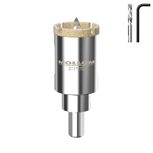 MOLLOM 1-3/32" (28mm) Diamond Hole Saw with 2 Pilot Drill Bit - size: 28mm | 1-3/32", style: Single Pack