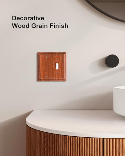 2-Pack Natural Bamboo Fiber Combo Blank/Toggle Light Switch Cover Plate - color: Wood Grain, size: 1 Blank/1 Toggle 2PK