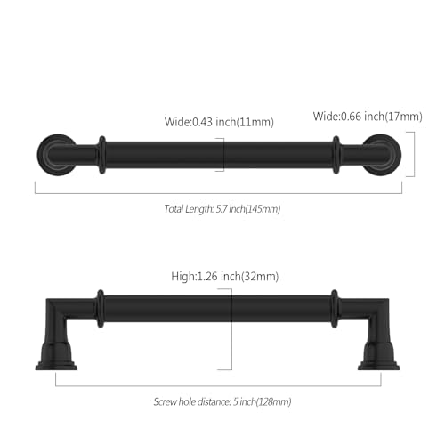 Asidrama 10 Pack 5 Inch(128mm) Matte Black Kitchen Cabinet Handles, Cabinet Pulls Kitchen Cabinet Hardware for Cupboard Drawer Pulls - color: Matte Black, size: 5" Hole Center