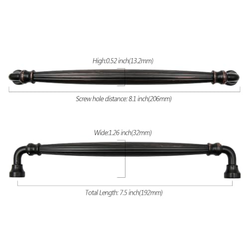 Asidrama 10 Pack 7.5 inch Oil Rubbed Bronze Kitchen Cabinet Handles - color: Oil Rubbed Bronze, size: 7.5" Hole Center(192mm)