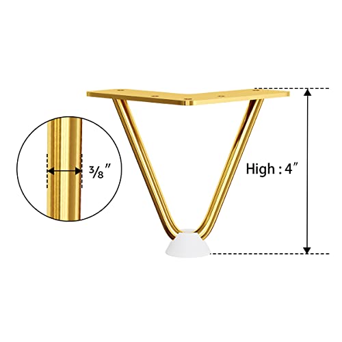 SMARTSTANDARD 4 Inch Hairpin Furniture Legs, Gold Set of 4PCS - color: Gold, size: 4 Inch