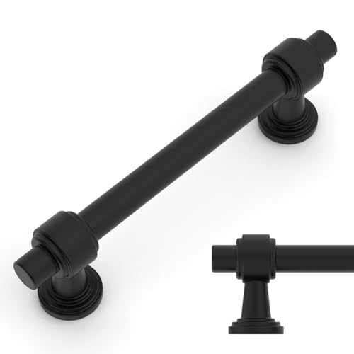 Amerdeco 10 Pack Matte Black Cabinet Pulls 3.75 Inch(96mm) Hole Center Drawer Pulls Cabinet Hardware Kitchen Cabinet Handles for Bathroom Dresser Pulls ZH0069 - color: Matte Black, size: 3.75" Hole Center